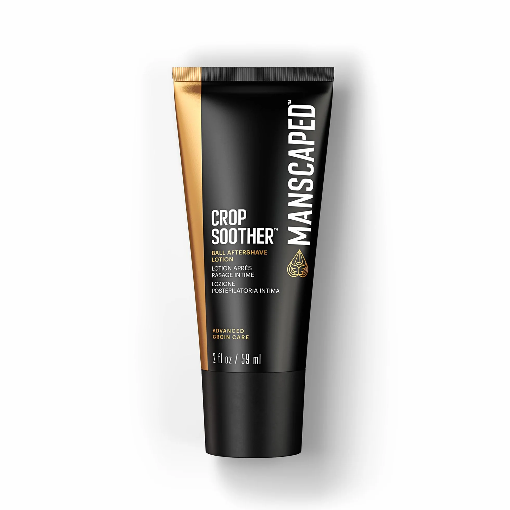 Der Crop Soother™ von MANSCAPED®: Intim-Aftershave-Lotion, Mit Aloe vera, Hafermehl, Sheabutter, Kakaobutter und Distelöl, Wirkt rasurbedingten Irritationen entgegen, Für empfindliche Haut
