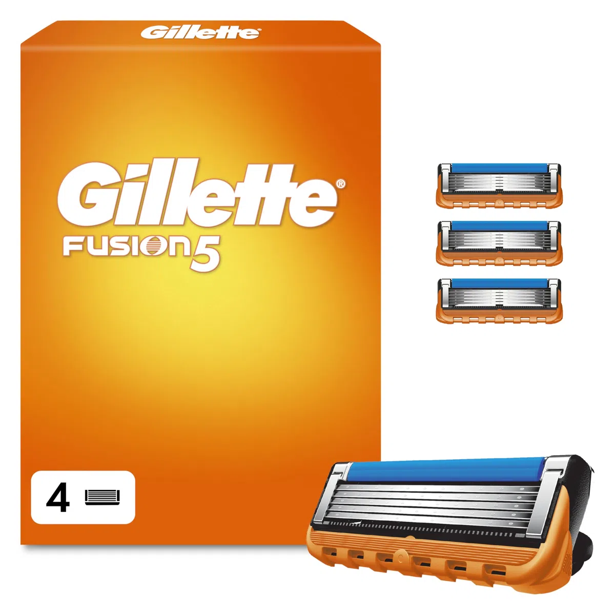 Gillette Fusion 5 Rasierklingen, 4 Ersatzklingen für Nassrasierer Herren mit 5-fach Klinge