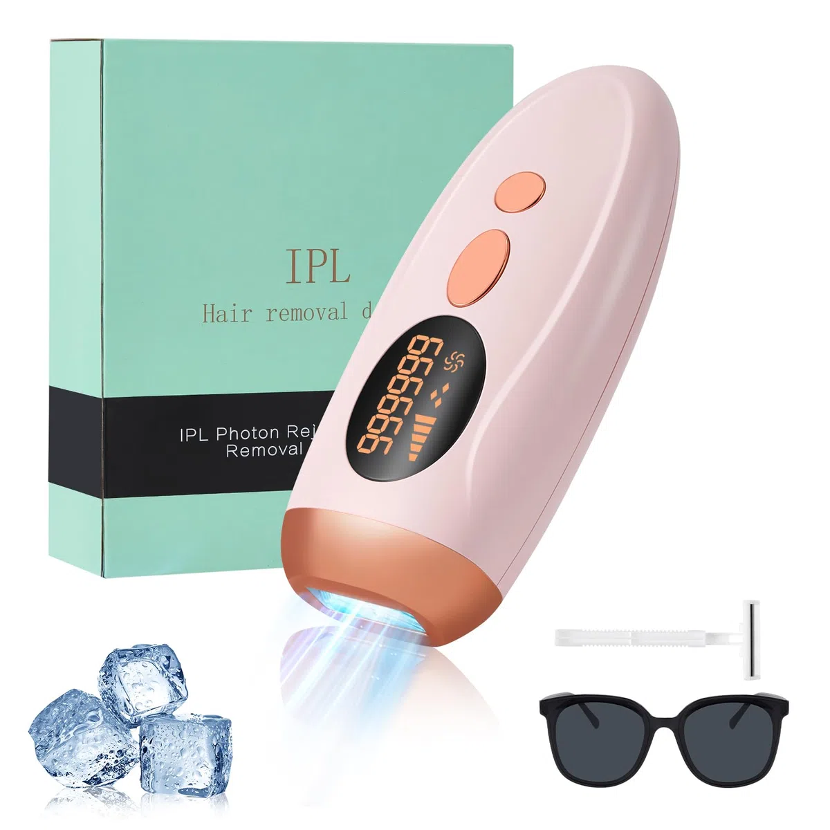 IPL-Laser-Haarentfernung mit 999.990 Lichtimpulsen: 5 Energielevel + 570–1100 nm Wellenlänge – Sanfte, schmerzarme Haarentfernung für zu Hause (Gesicht/Bikinizone/Beine/Achseln), geeignet für Damen &