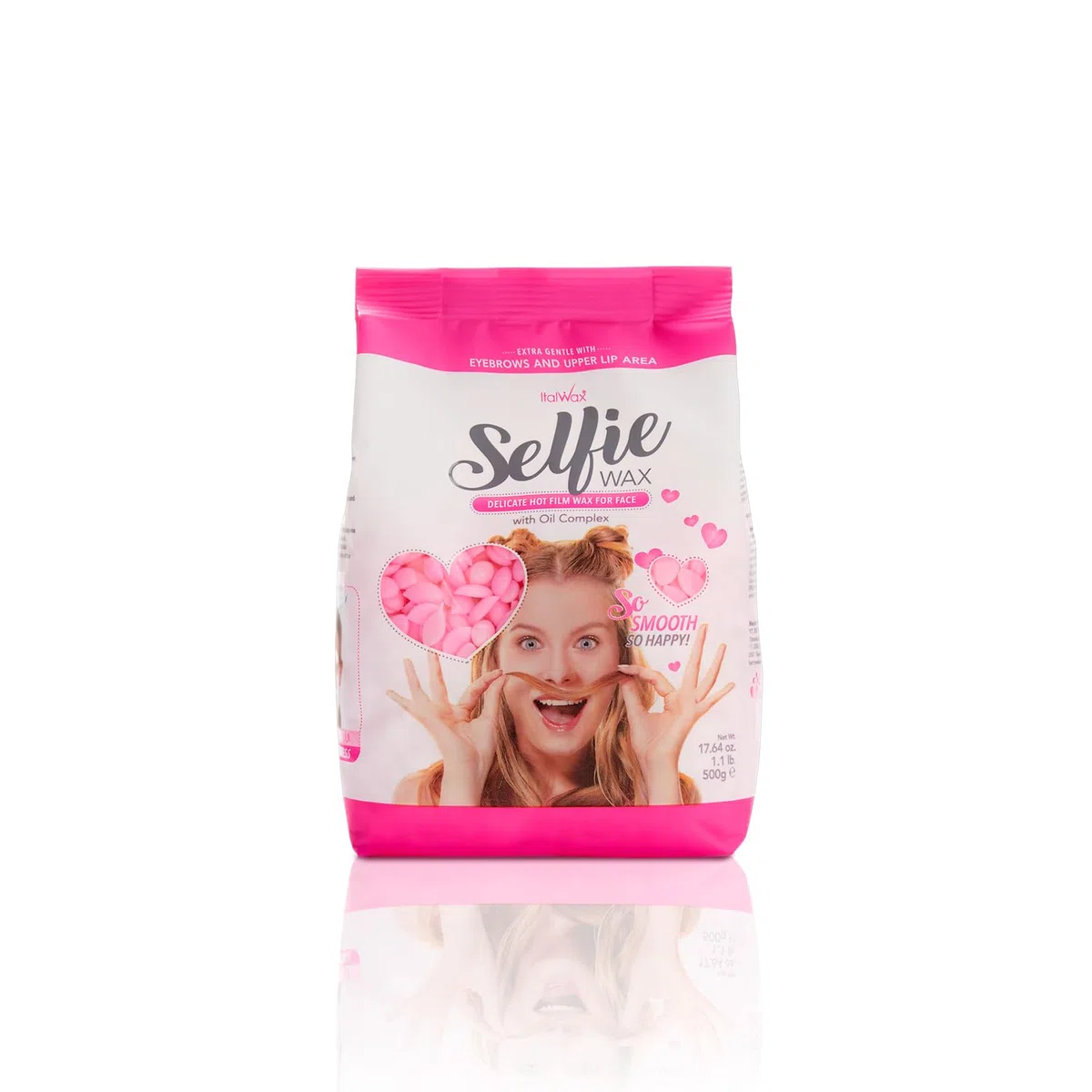 Italwax Face Selfie - 500g - Empfindliches Hartwachs für das Gesicht mit Ölkomplex - Perfekt für das Wachsen von Augenbrauen, Oberlippe und Kotletten.