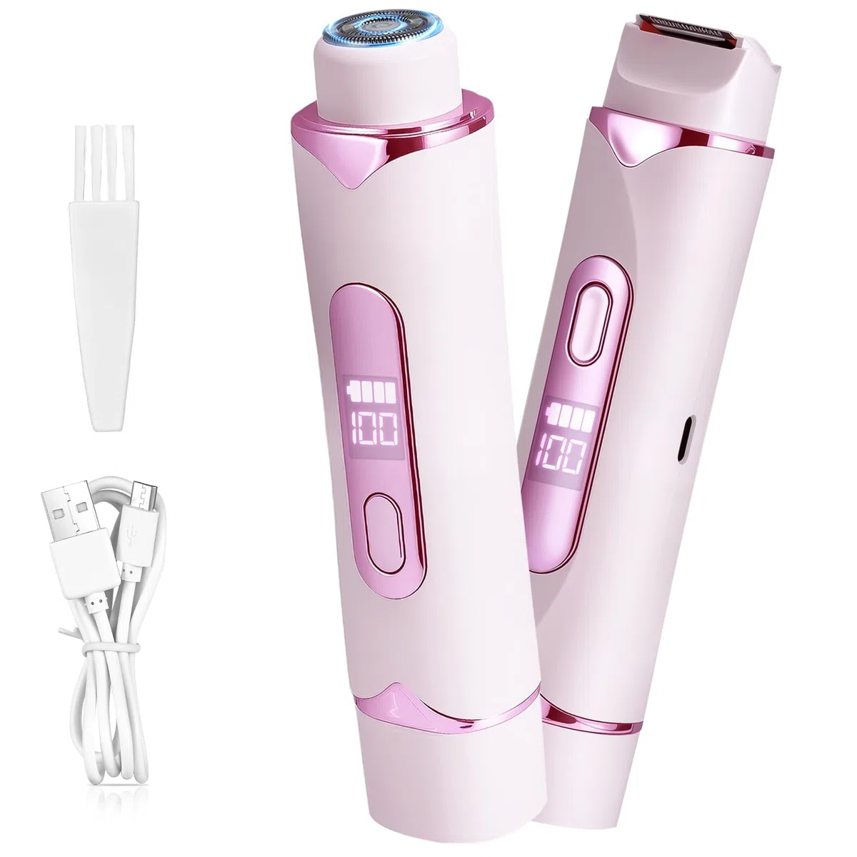 Intimrasierer für Frauen 2026 – 2-in-1 Elektrischer Rasierer Damen für Bikinizone & Körper, IPX7 Wasserdicht, Schmerzfrei, Rosa