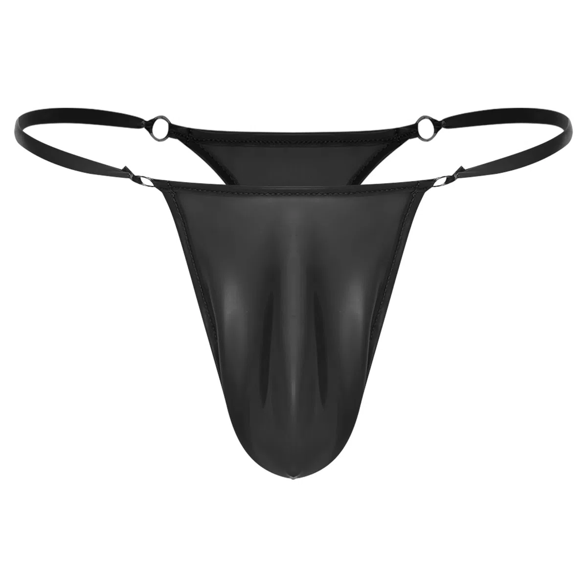 Linjinx Herren Latex G-String Micro-Bikini String Tanga Männer Slips Low Rise Unterstützung Brief T-Rücken Unterhose Abend Reizwäsche