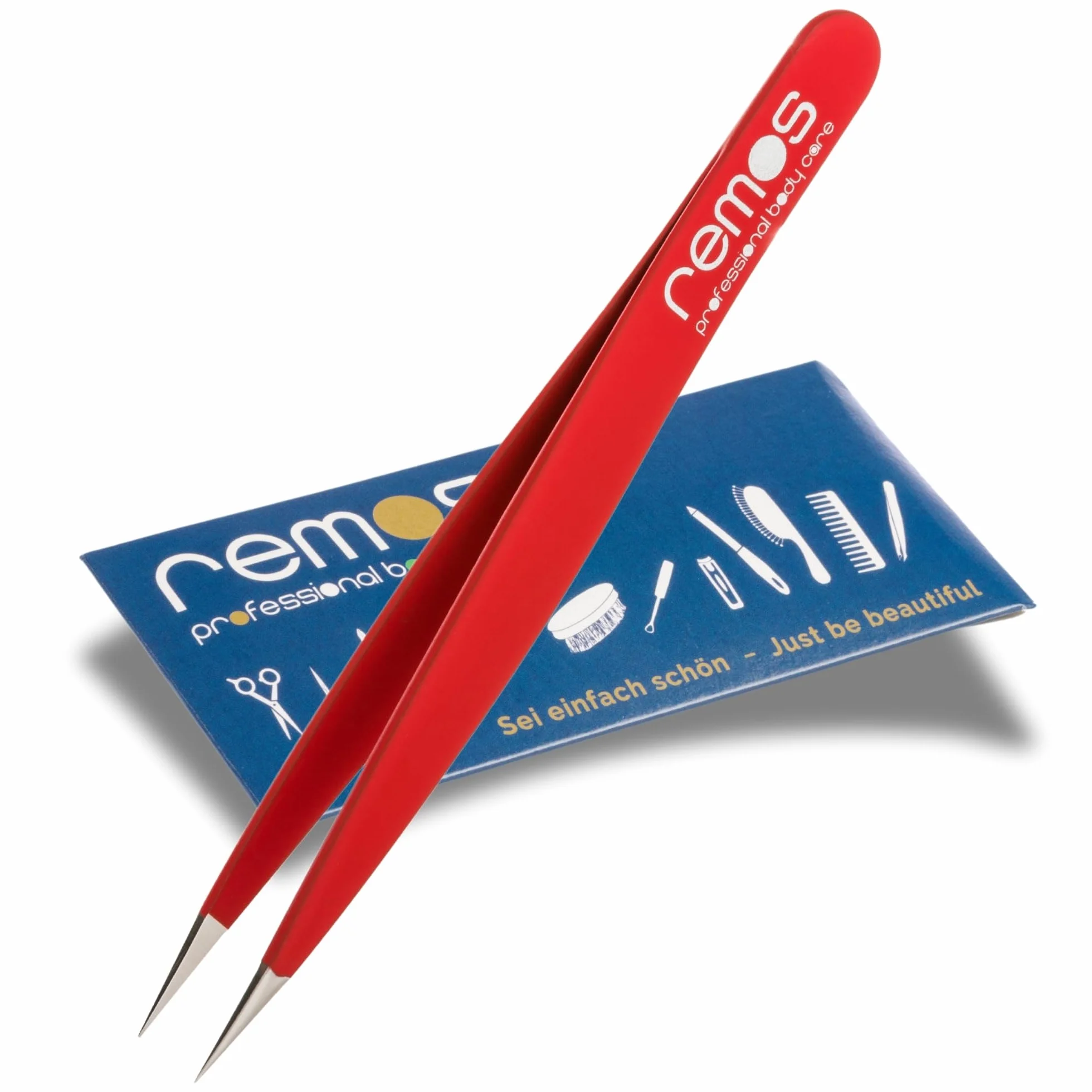 REMOS Splitterpinzette - Edelstahl [INOX] rostfrei 9.5 cm - feine Spitze rot