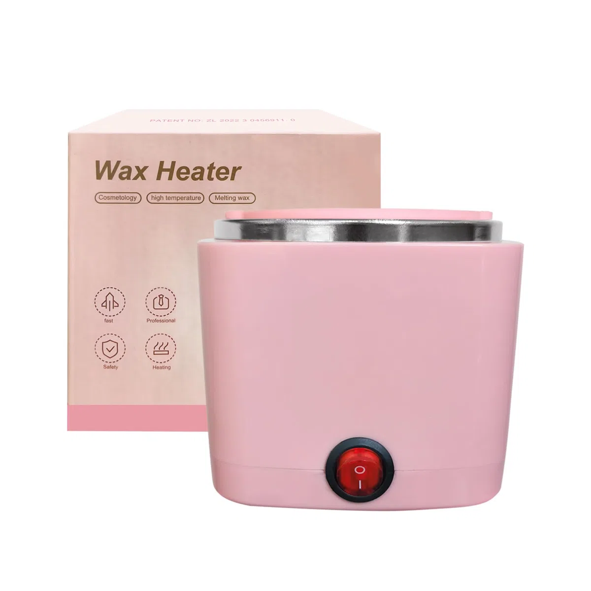 Mini-Haarentfernungs-Wachserwärmer für Damen, professionelle Haarentfernung mit 200 ml Silikonbehälter (Rosa, quadratisch)