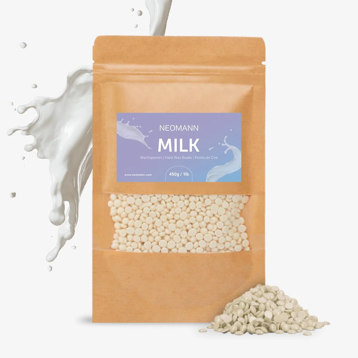 Waxing Perlen zur Wachs Haarentfernung 450g Milch-Duft-Hartwachs oder Wax für Schmerzfreie Wachsperlen Haarentfernung-für alle Wachswärmer und Ganzen Körper, Gesicht, Bikinizone